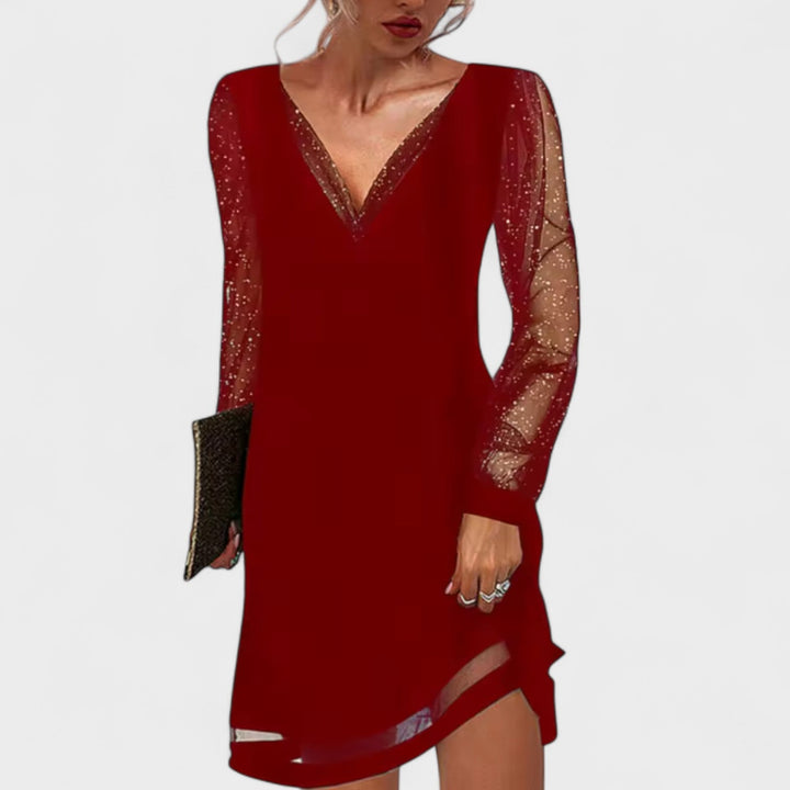 Matilda - Vestido de noite com mangas transparentes