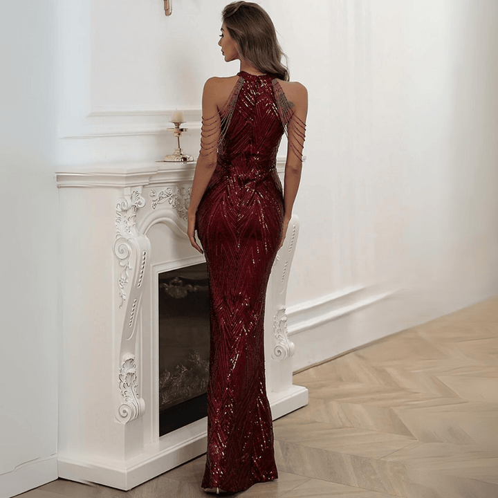 Vestido Maxi de Gala Ajustado con Lentejuelas