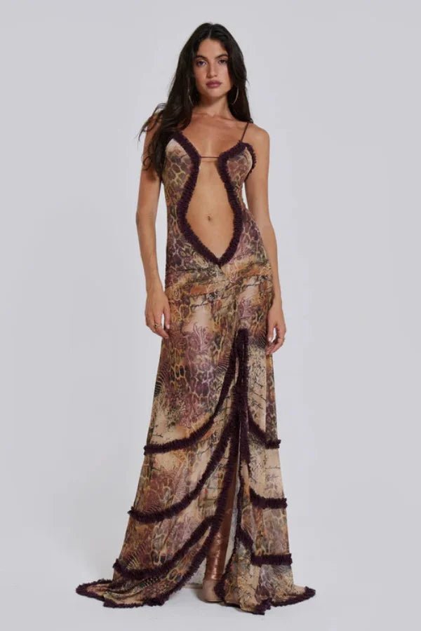 Maxivestido Ajustado Con Cut-Out Y Abertura Lateral