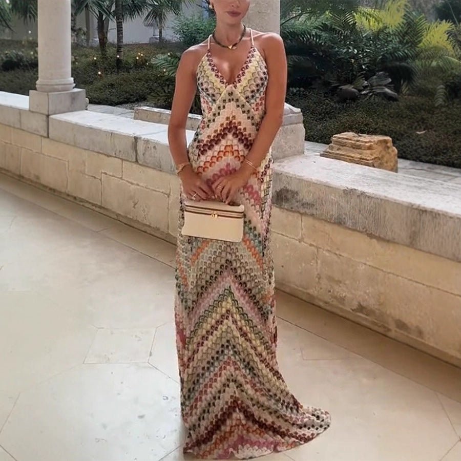 Vestido maxi ajustado con estampado gráfico