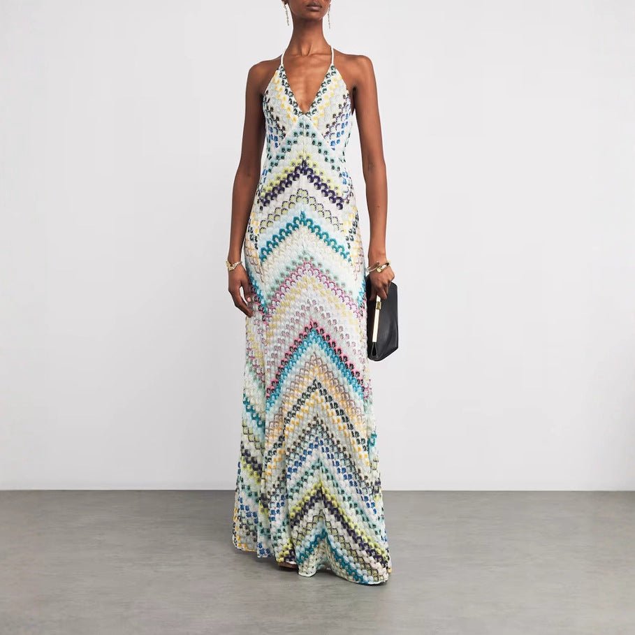 Vestido maxi ajustado con estampado gráfico