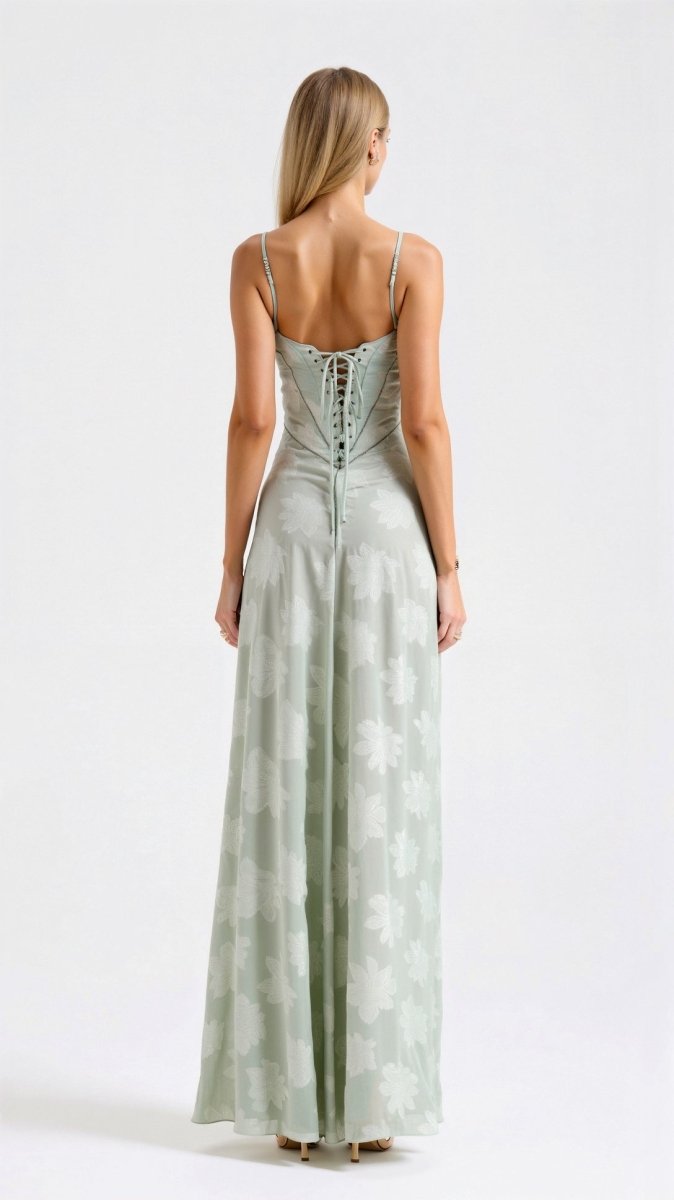 Vestido de Gala Largo Floral con Tirantes de Espagueti
