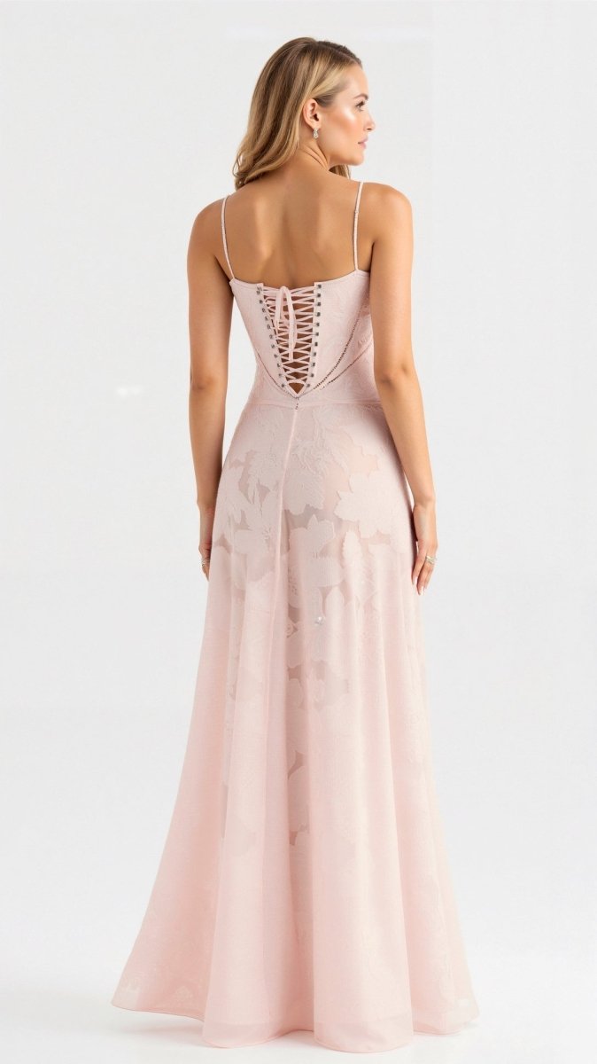 Vestido de Gala Largo Floral con Tirantes de Espagueti