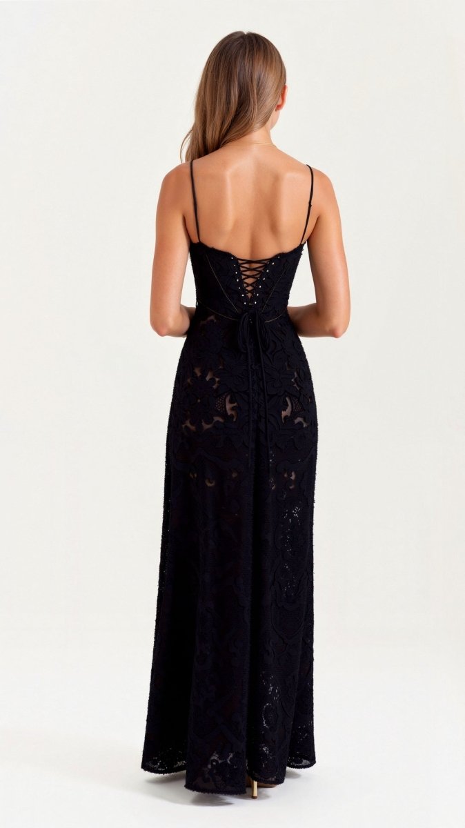 Vestido de Gala Largo Floral con Tirantes de Espagueti