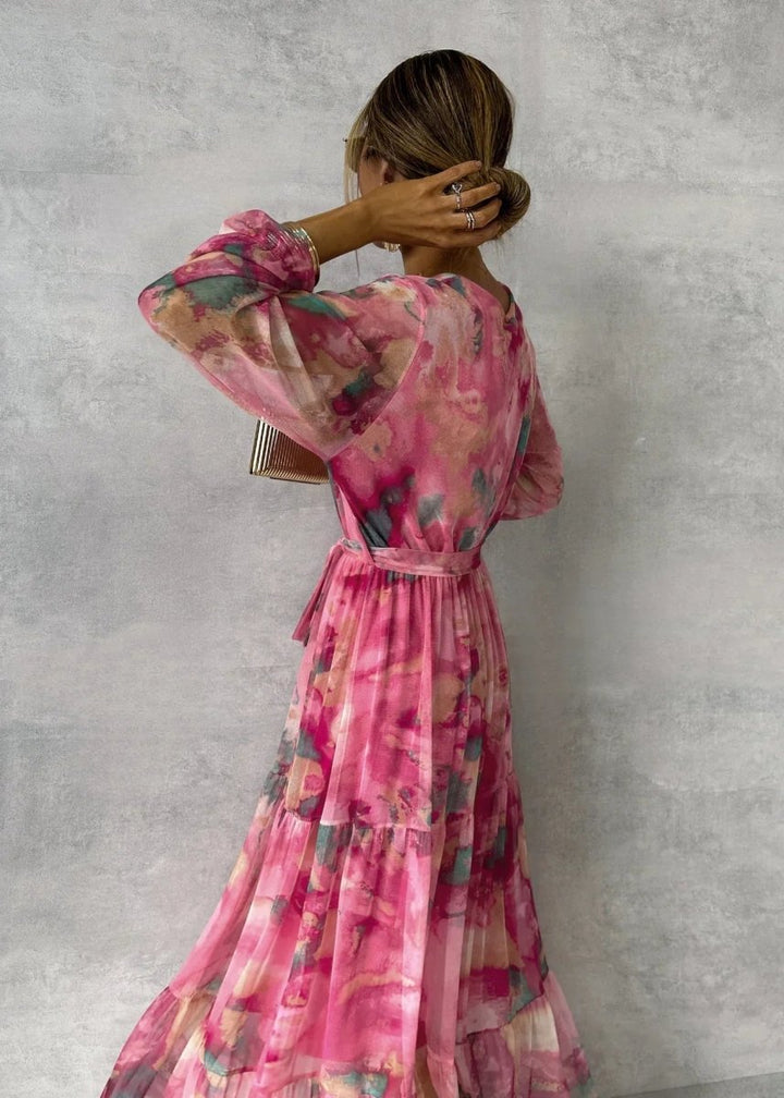 Maxivestido Floral con Mangas