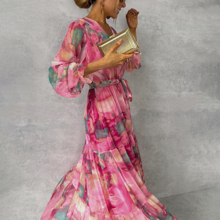 Maxivestido Floral con Mangas