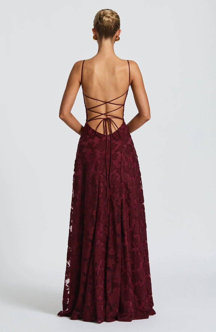 Vestido maxi para mujeres, escote drapeado, tirantes delgados, patrón floral texturizado, falda acampanada