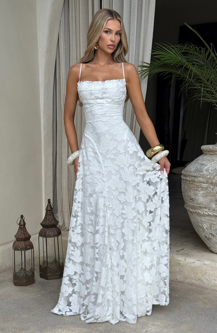 Vestido maxi para mujeres, cuello drapeado, espalda con cordones, tirantes finos, patrón de calado