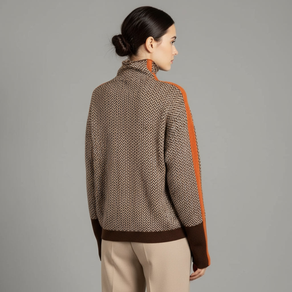 Pina - Jersey de cuello alto Herringbone Luxe