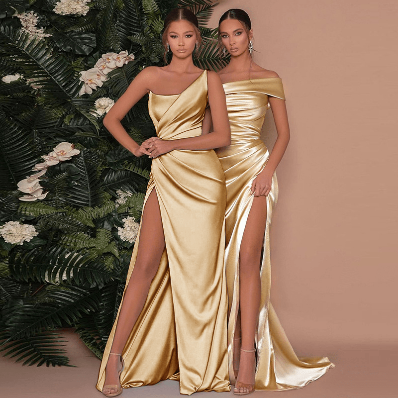 Vestido Maximal Glanz con Abertura Drapado