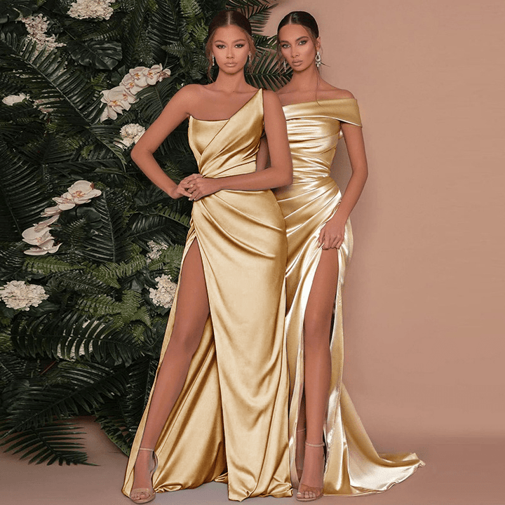 Vestido Maximal Glanz con Abertura Drapado