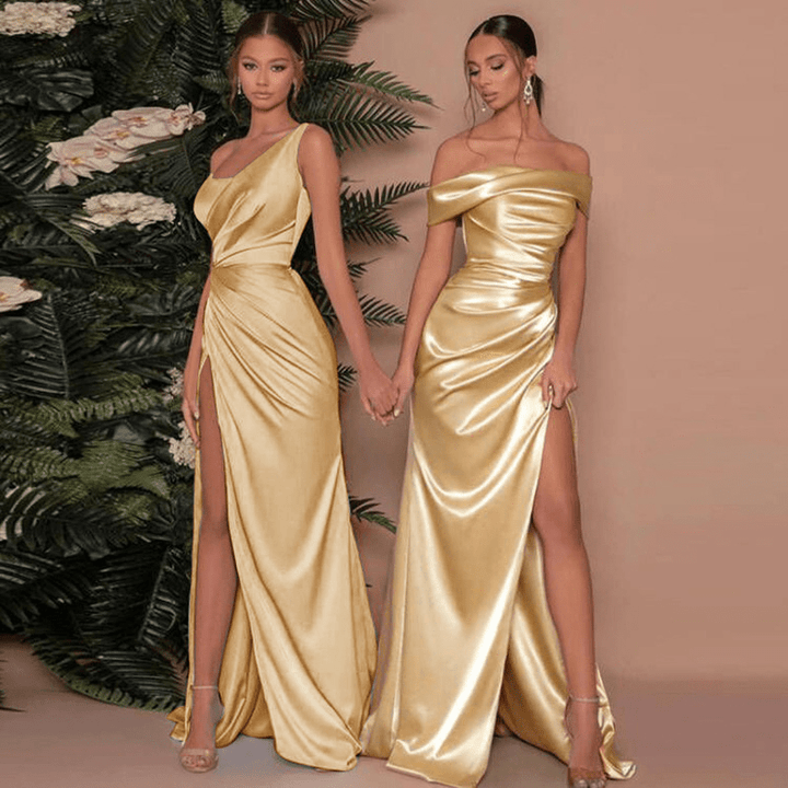 Vestido Maximal Glanz con Abertura Drapado