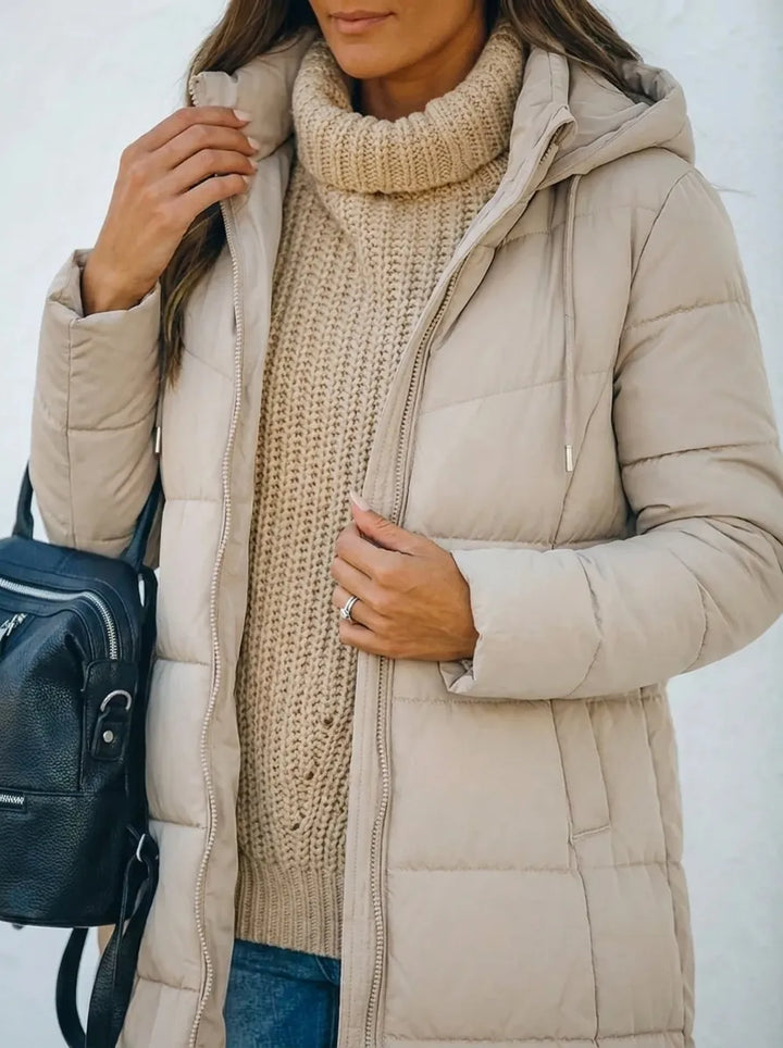 Rae™ - Abrigo acolchado casual con capucha y relleno de plumas