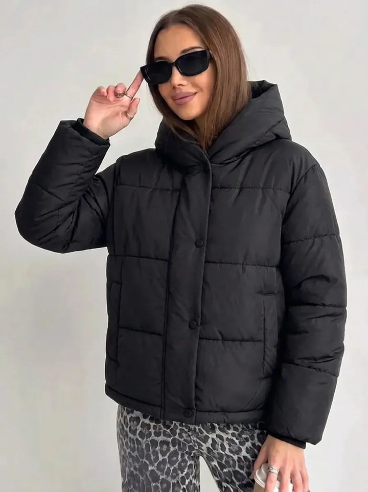 Abrigo acolchado oversized para mujer, con capucha y bolsillos integrados