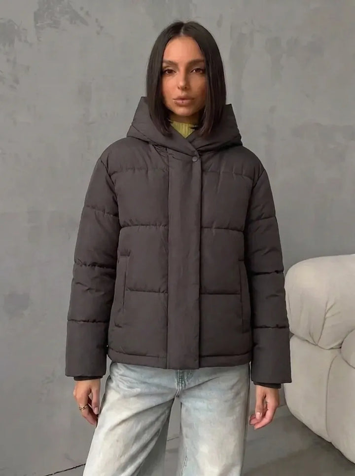 Abrigo acolchado oversized para mujer, con capucha y bolsillos integrados