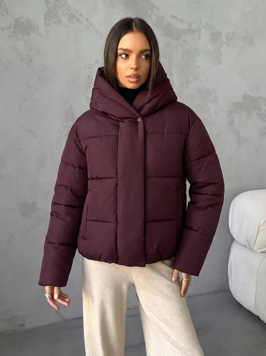 Abrigo acolchado oversized para mujer, con capucha y bolsillos integrados