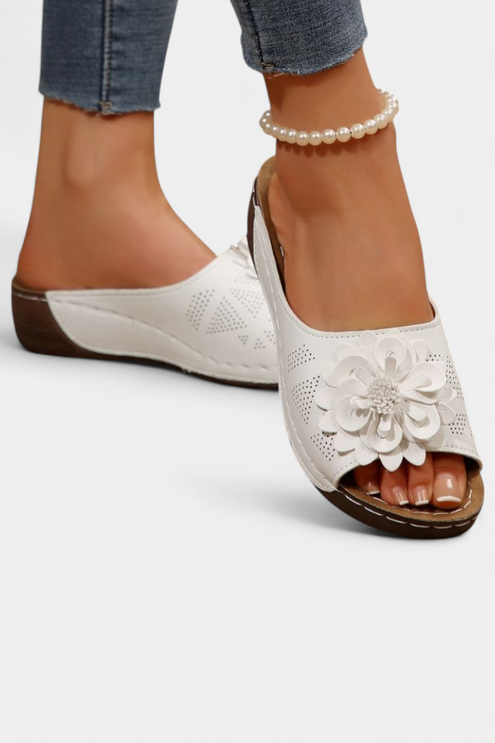 Rica Sandalias Ortopédicas con Flor 3D y Suela Acolchada