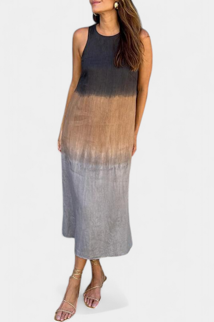 Taerra Vestido Sin Mangas con Estilo Tie-Dye en Degradé