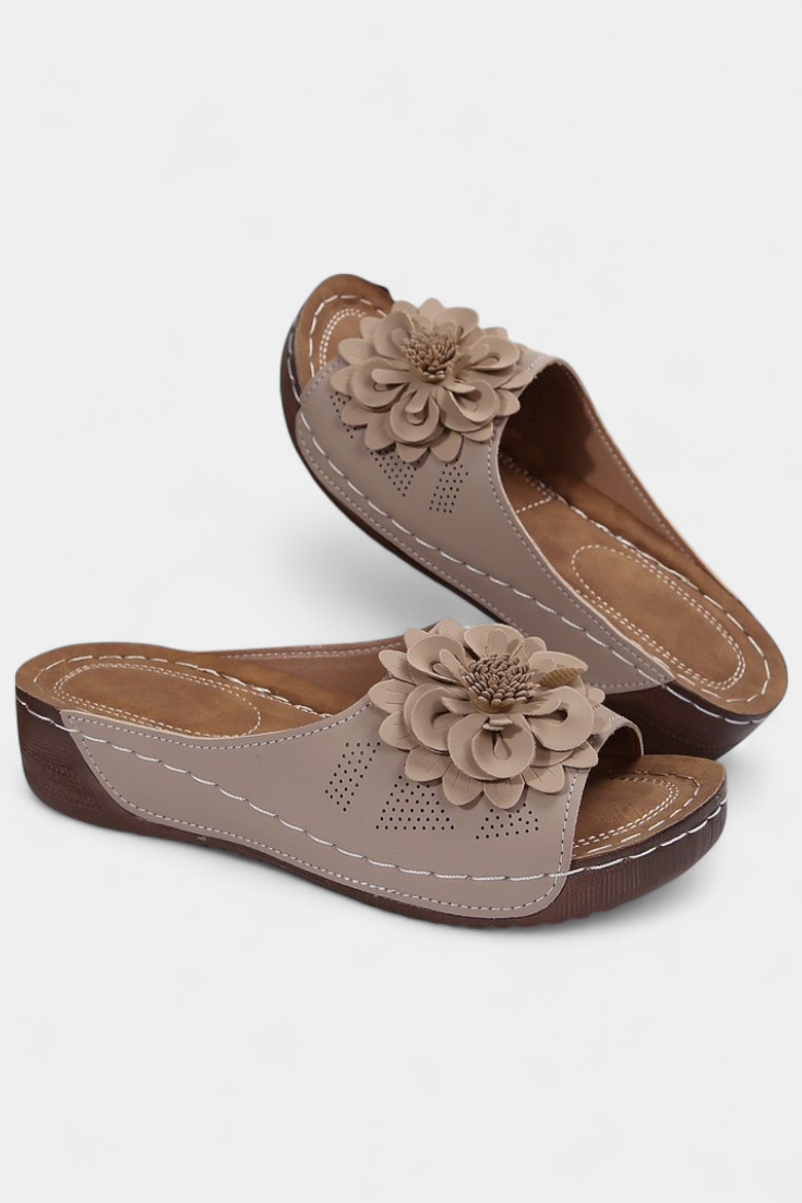 Rica Sandalias Ortopédicas con Flor 3D y Suela Acolchada