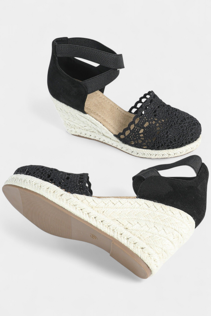 Nadie Espadrilles de Cuña con Encaje Artesanal para Mujer