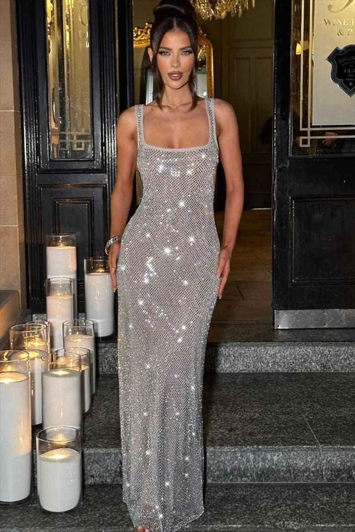 Isabelle – Vestido de noche brillante con espalda descubierta