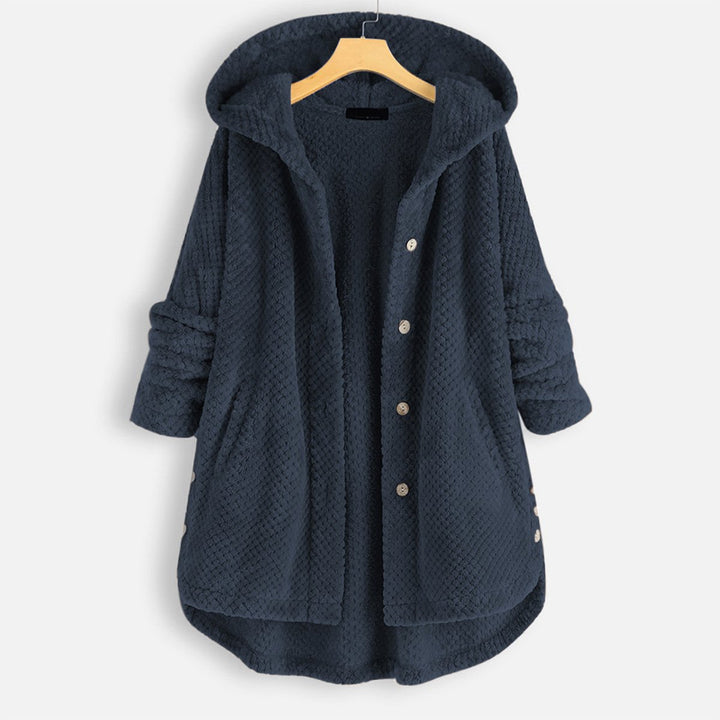Izzy - Abrigo de lana polar de longitud media con capucha reversible