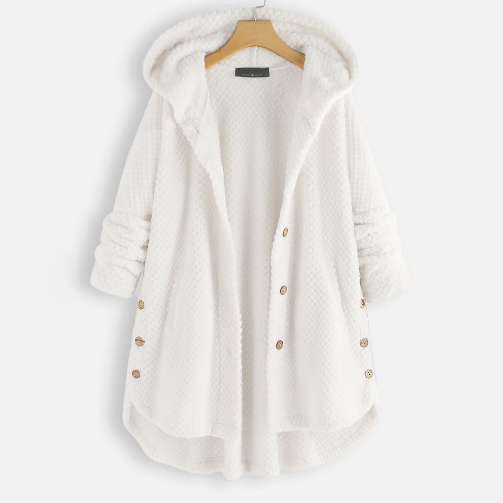 Izzy - Abrigo de lana polar de longitud media con capucha reversible