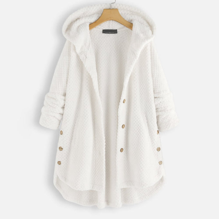Izzy - Abrigo de lana polar de longitud media con capucha reversible