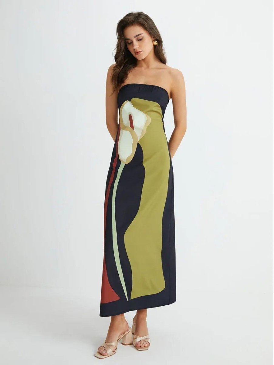 Lana – Vestido Maxi sin mangas con estampado gráfico