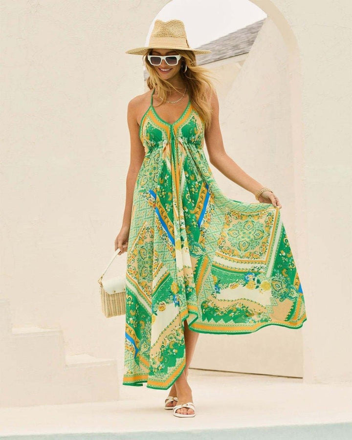 Layla – Vestido de verano con estampado boho y dobladillo asimétrico