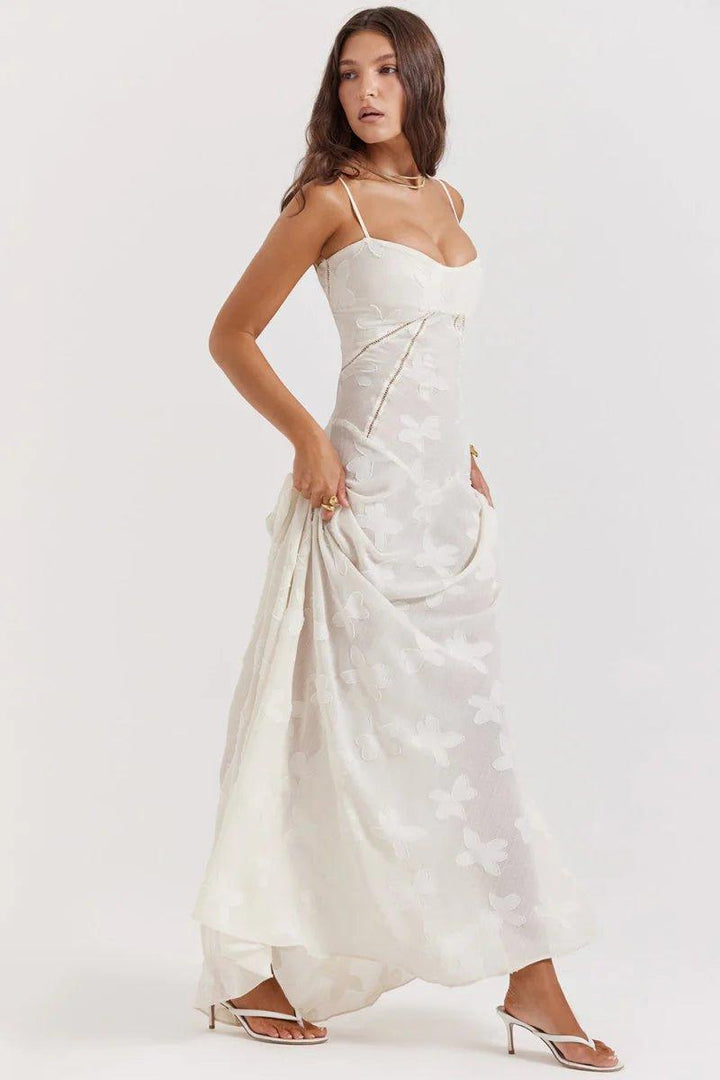Liv – Vestido Maxí Floral con Tirantes de Espagueti y Silueta en A