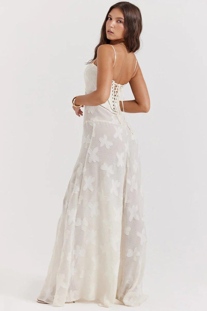 Liv – Vestido Maxí Floral con Tirantes de Espagueti y Silueta en A