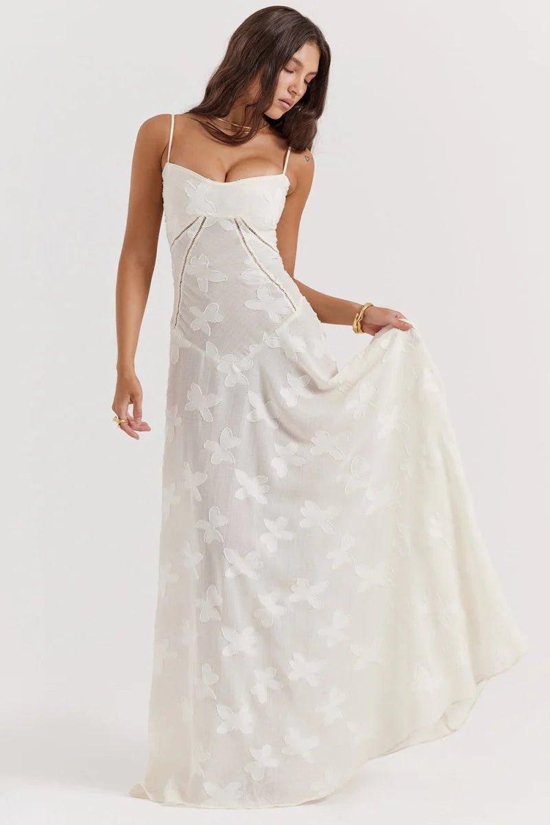 Liv – Vestido Maxí Floral con Tirantes de Espagueti y Silueta en A
