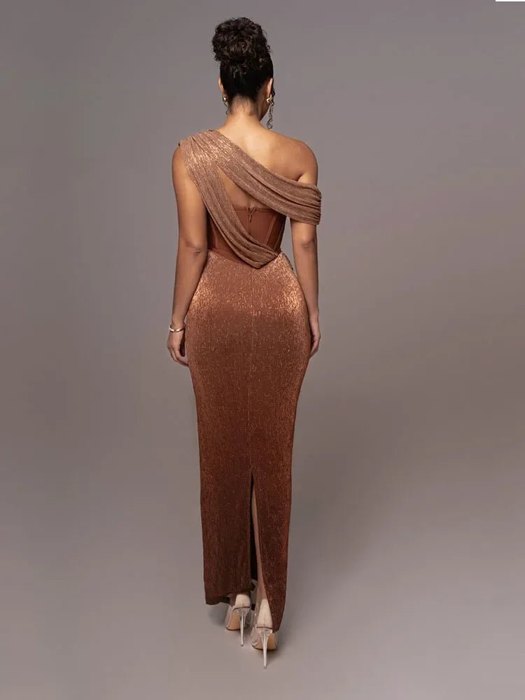 Maxivestido Elegante de Un Hombro