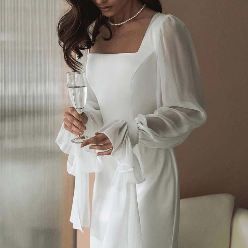 Maxivestido de Manga Larga Elegante
