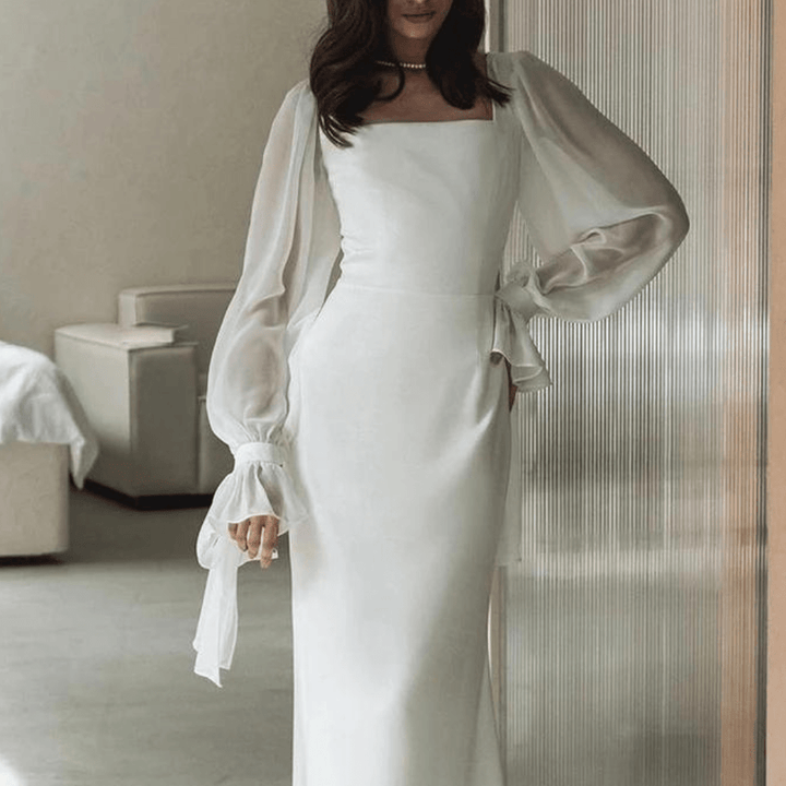 Maxivestido de Manga Larga Elegante