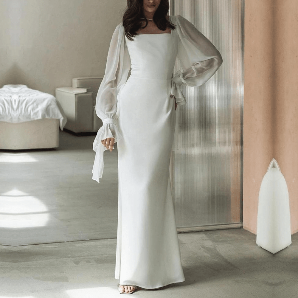 Maxivestido de Manga Larga Elegante