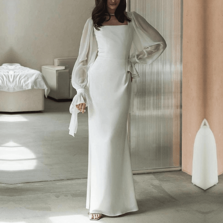 Maxivestido de Manga Larga Elegante