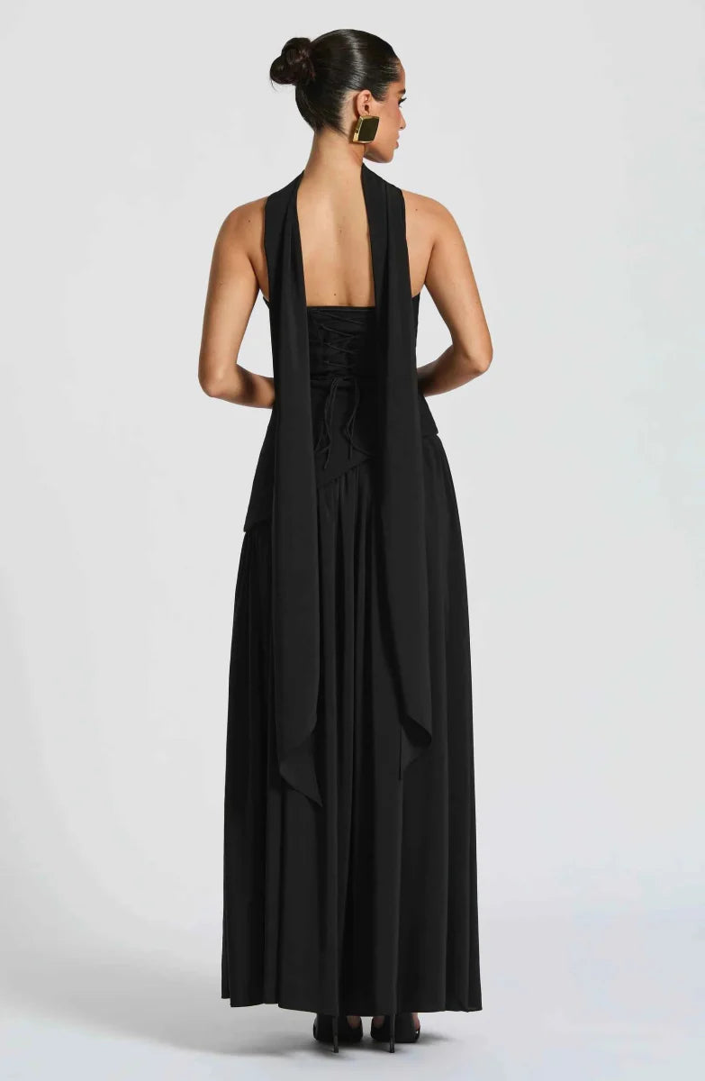Maxivestido con abertura en la pierna y detalle drapeado