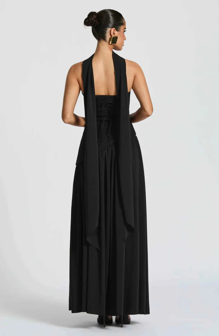 Maxivestido con abertura en la pierna y detalle drapeado