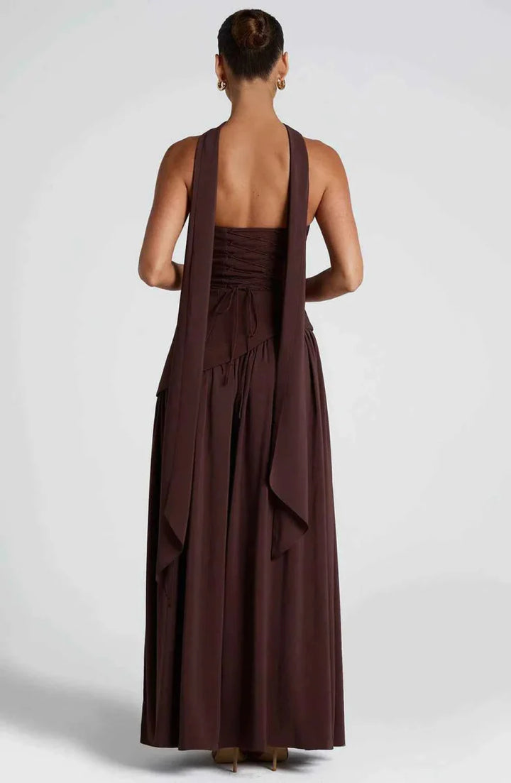 Maxivestido con abertura en la pierna y detalle drapeado