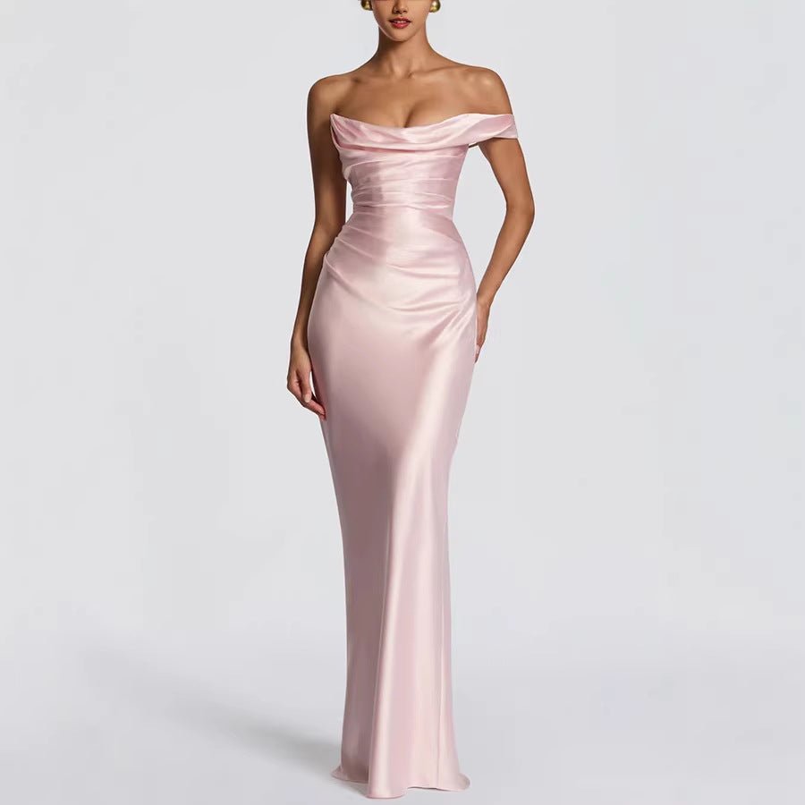 Vestido Maximal de Un Hombro Elegante para Invitadas de Boda