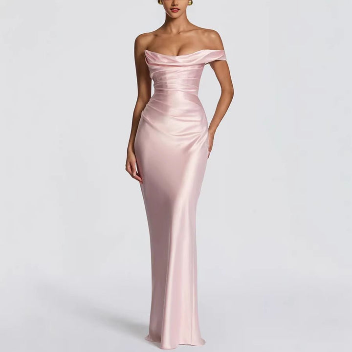 Vestido Maximal de Un Hombro Elegante para Invitadas de Boda