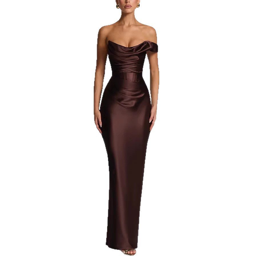 Vestido Maximal de Un Hombro Elegante para Invitadas de Boda