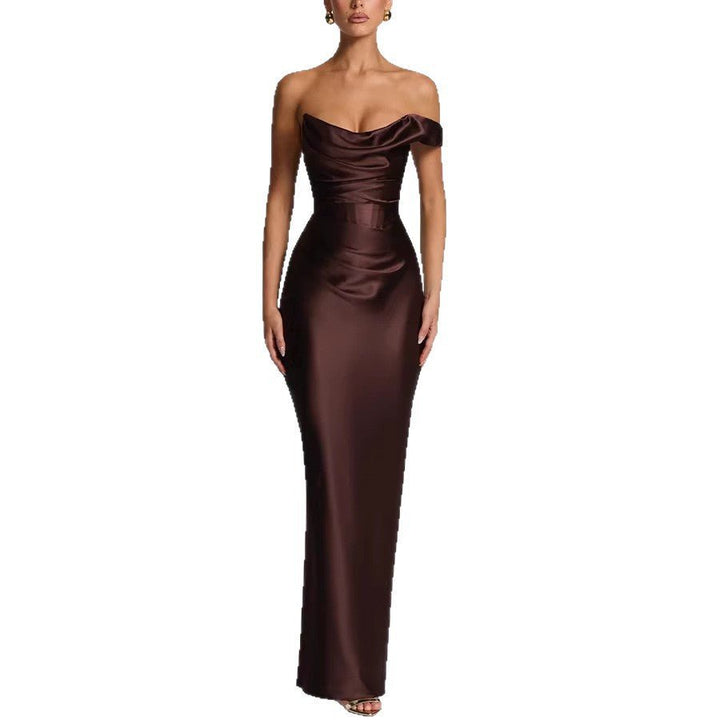 Vestido Maximal de Un Hombro Elegante para Invitadas de Boda