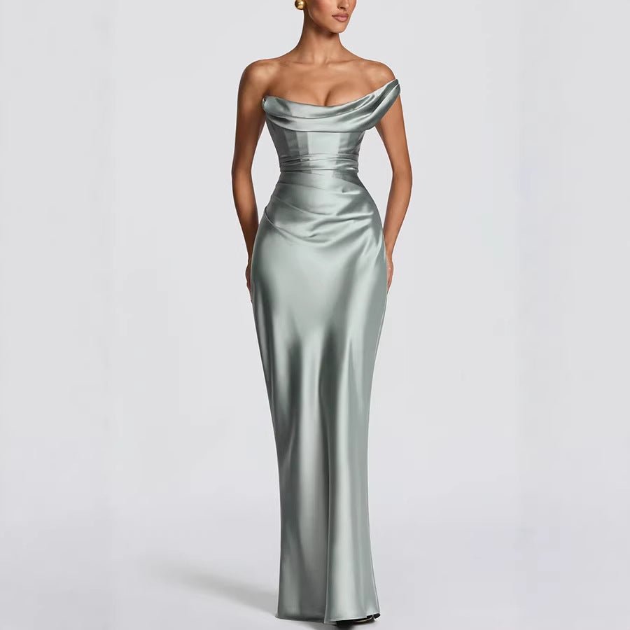Vestido Maximal de Un Hombro Elegante para Invitadas de Boda