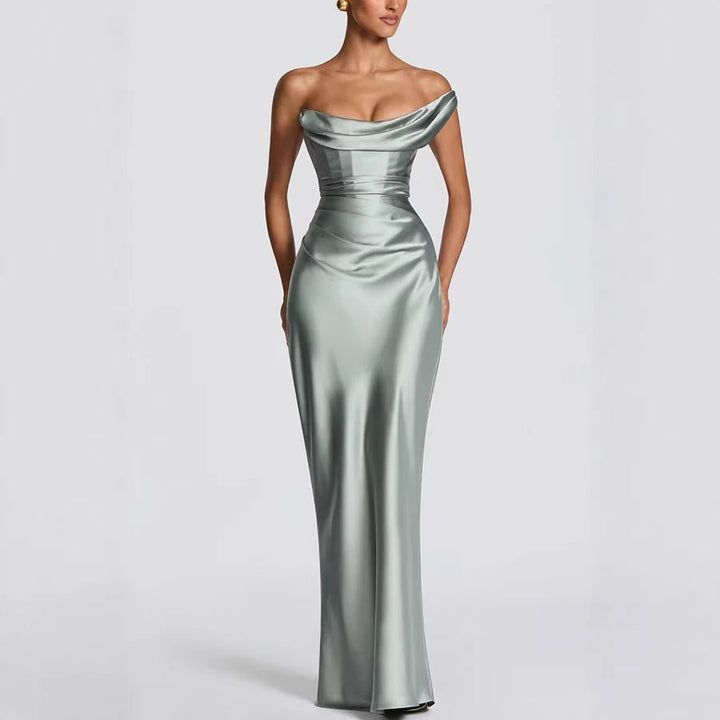 Vestido Maximal de Un Hombro Elegante para Invitadas de Boda