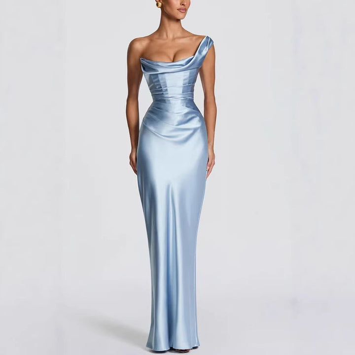 Vestido Maximal de Un Hombro Elegante para Invitadas de Boda