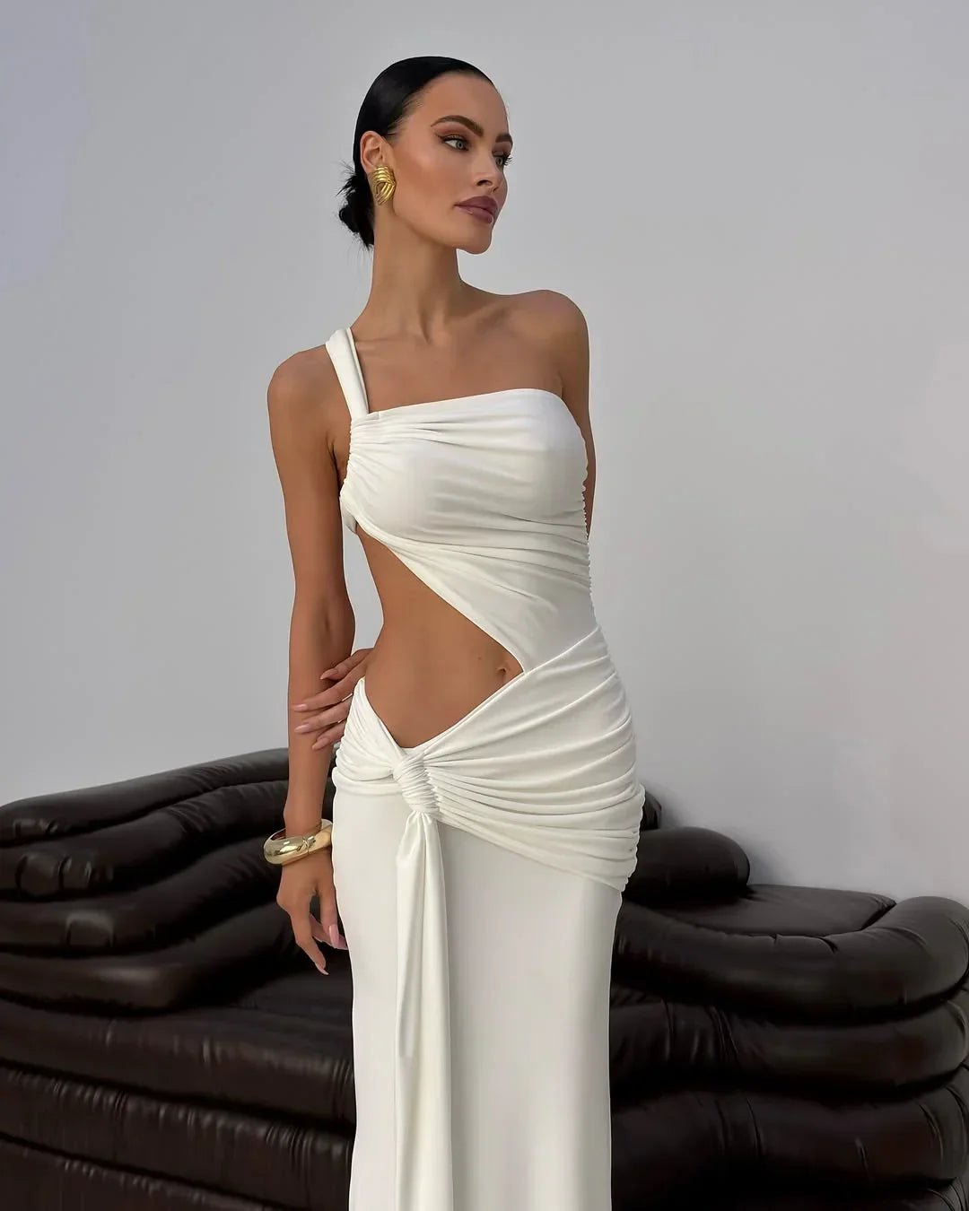 Vestido Maxi de verano blanco con recortes para mujer