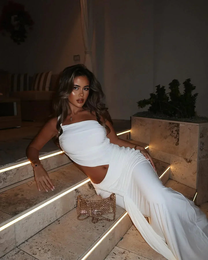 Vestido Maxi de verano blanco con recortes para mujer